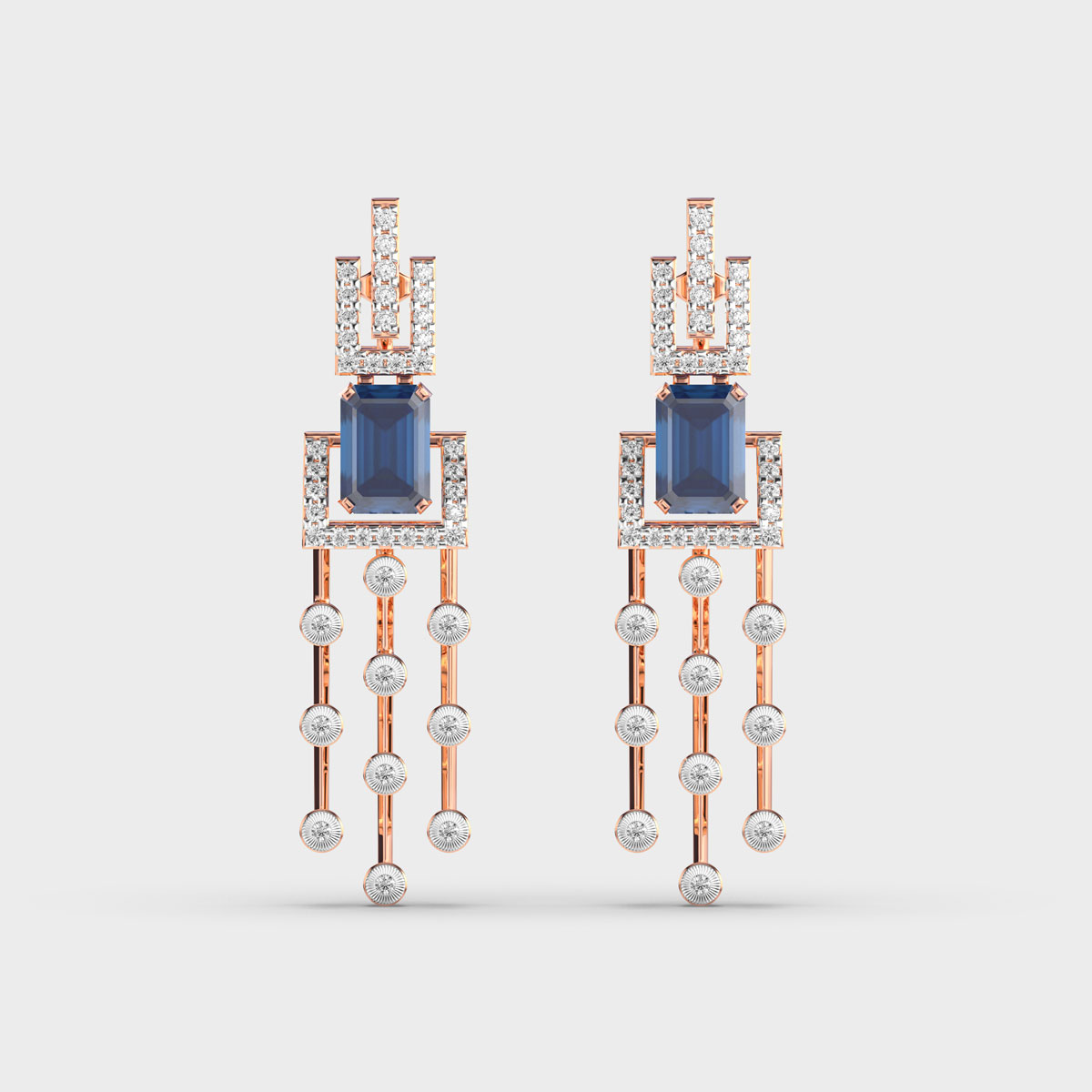 Linear Blue Radiance Diamond Earrings