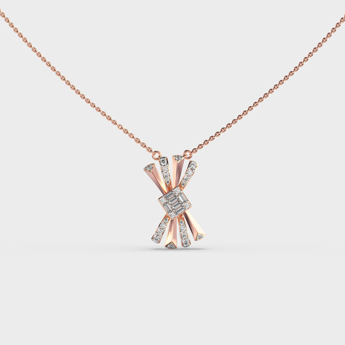 Pretty Linear Bow in Diamond Pendant