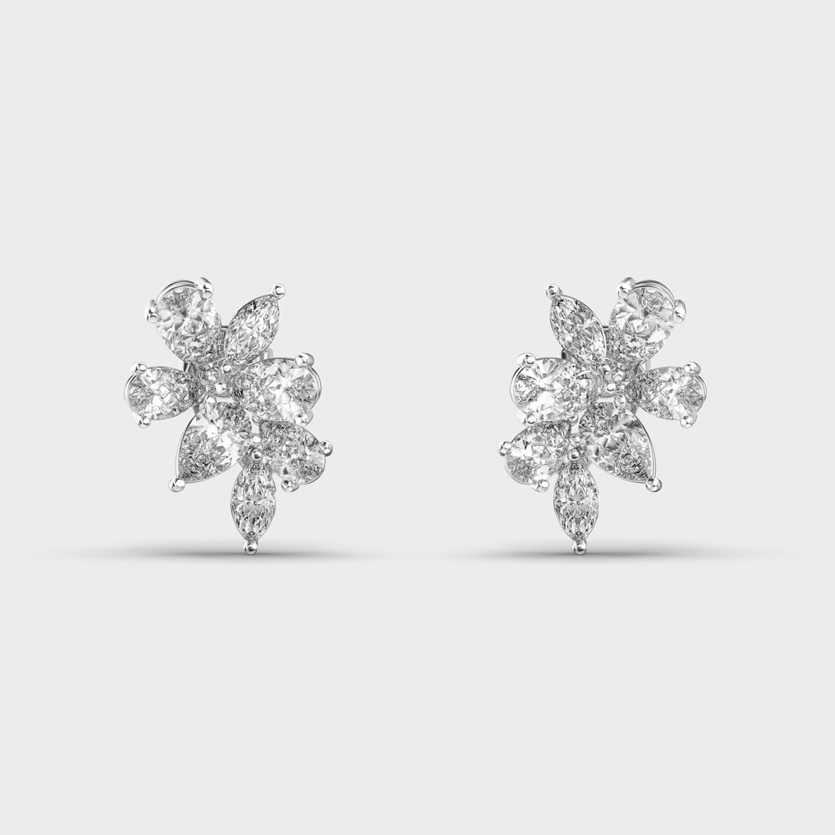 Clustered Diamond Petal Earrings