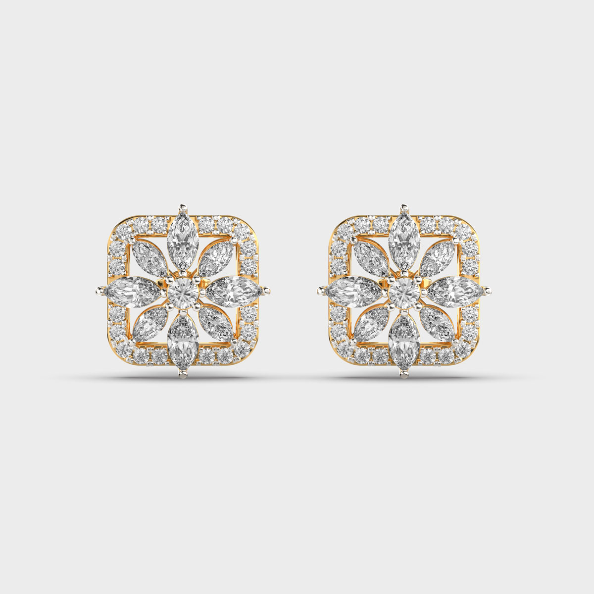 Flower in a Box Diamond Earrings