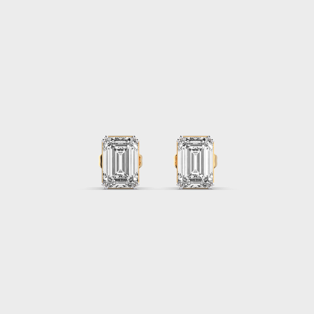 Mini Emerald Cut Diamond Ear Studs