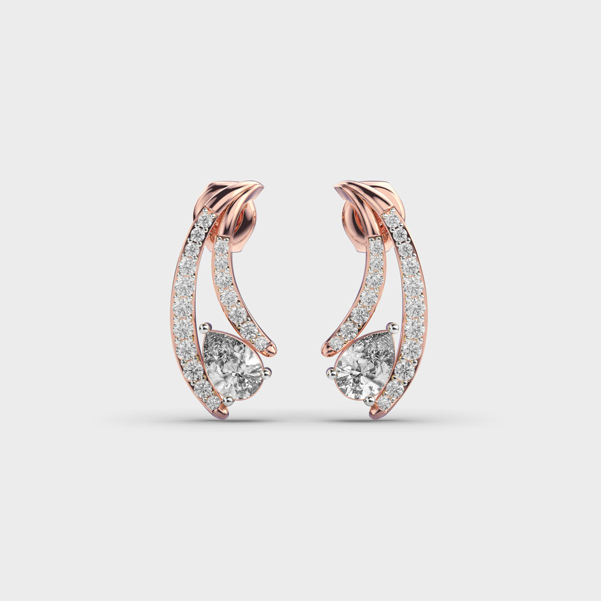 Angelic Curve Pear Diamond Studs