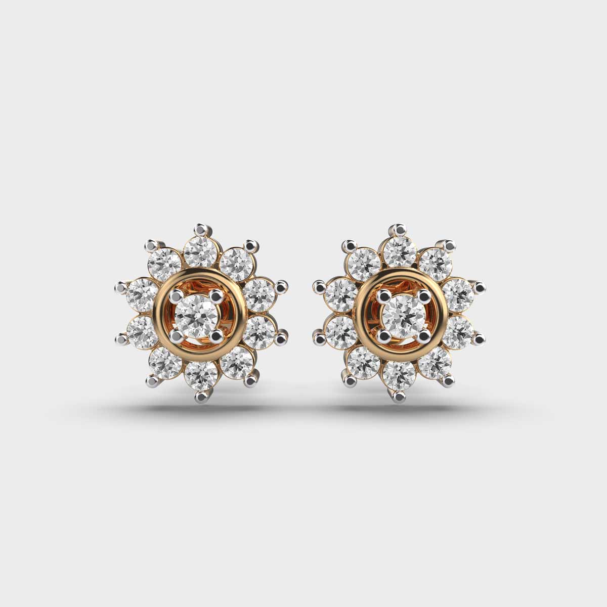 Charming Flower Diamond Stud Earrings