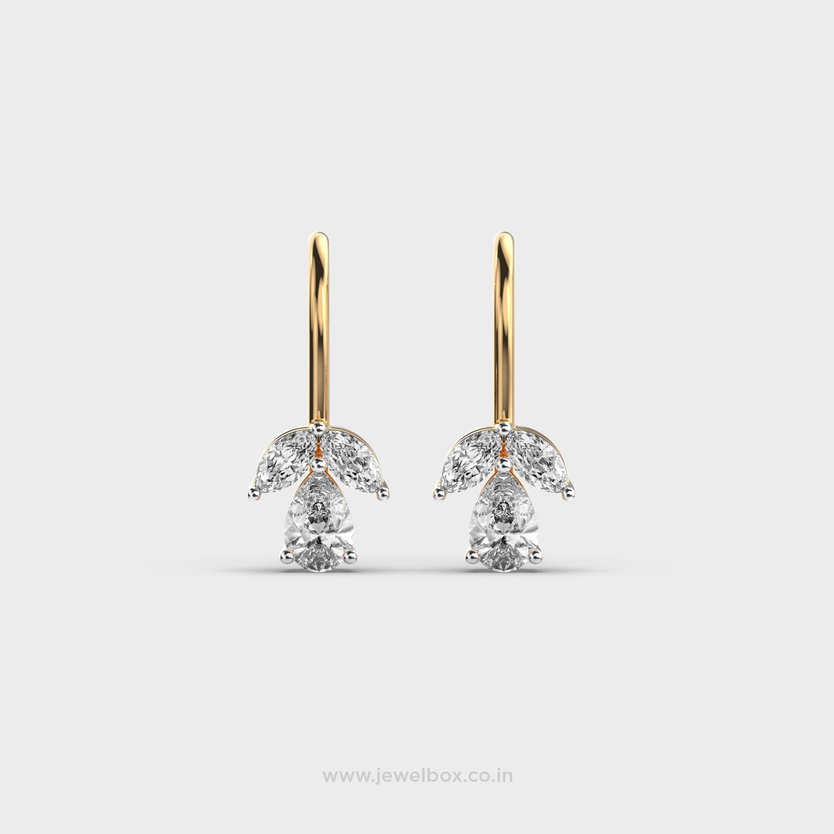 Inverted Tulip Pear Diamond Earrings