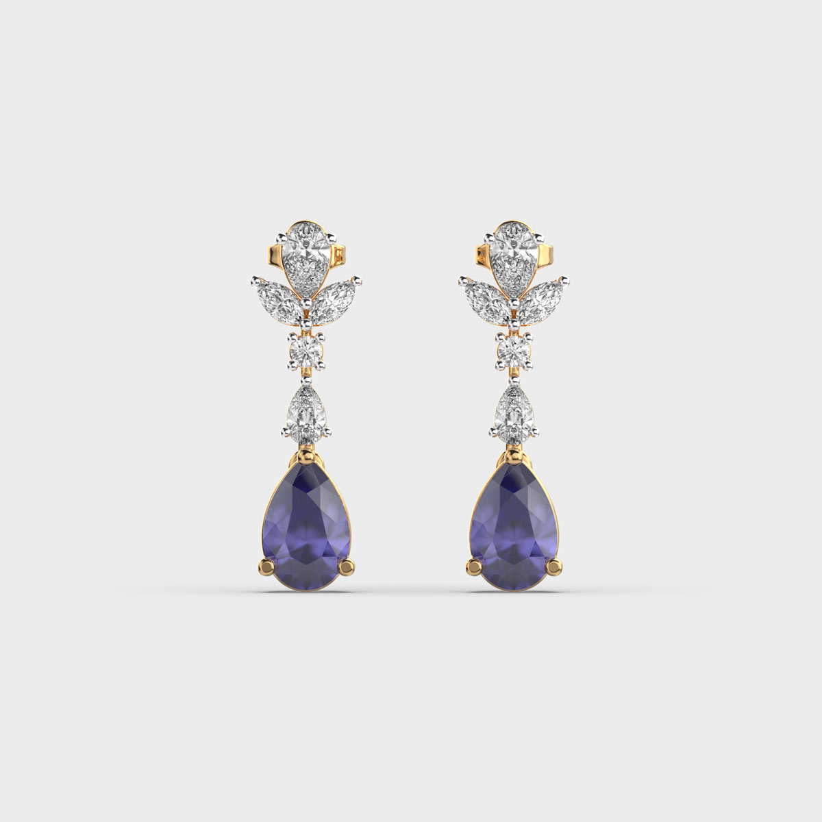 Diana Diamond Blue Stone Dangler Earrings
