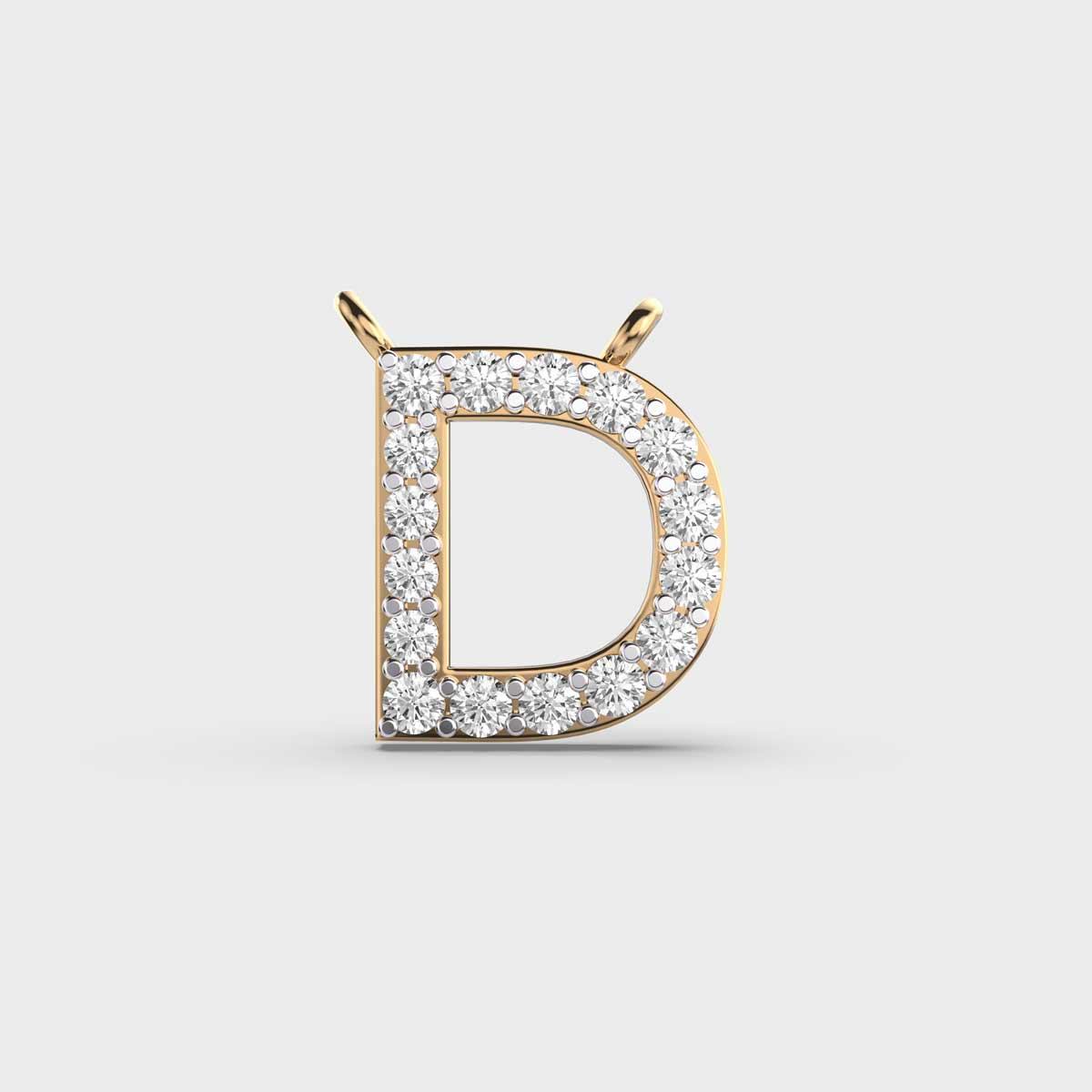 Dynamic 'D' Shape Diamond Pendant (Without Chain)