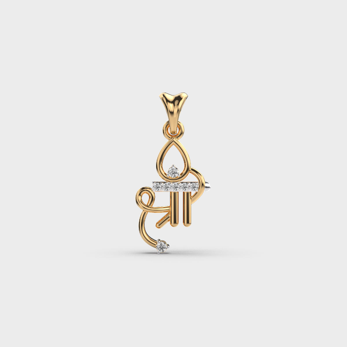 Religious Script Shree Diamond Pendant Without Chain