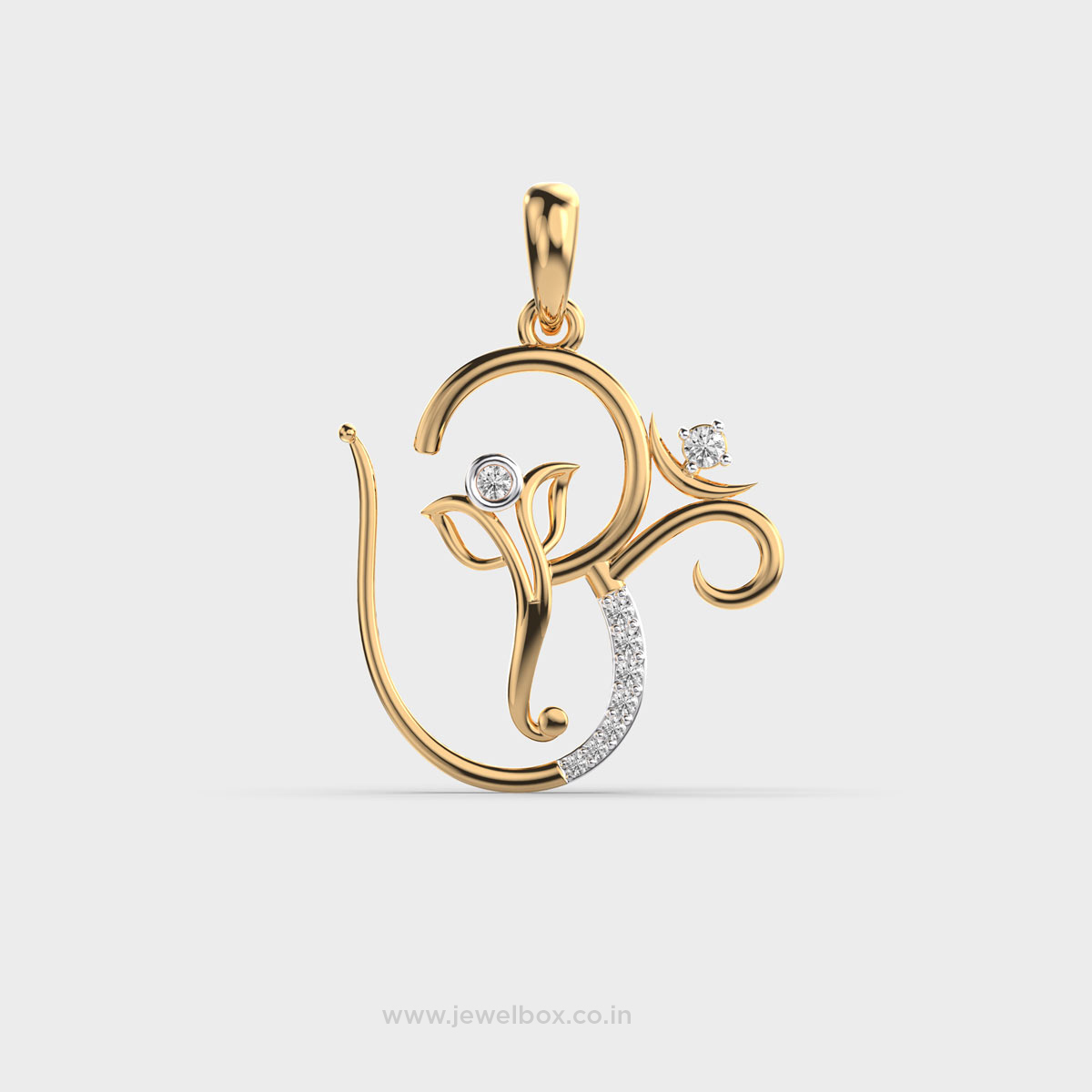 Revered Diamond Om Ganesh Pendant Without Chain