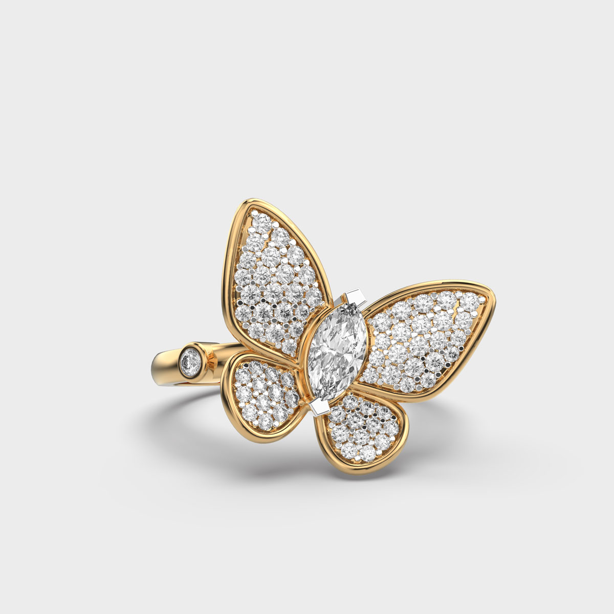 Butterfly Cocktail Diamond Encrusted Ring