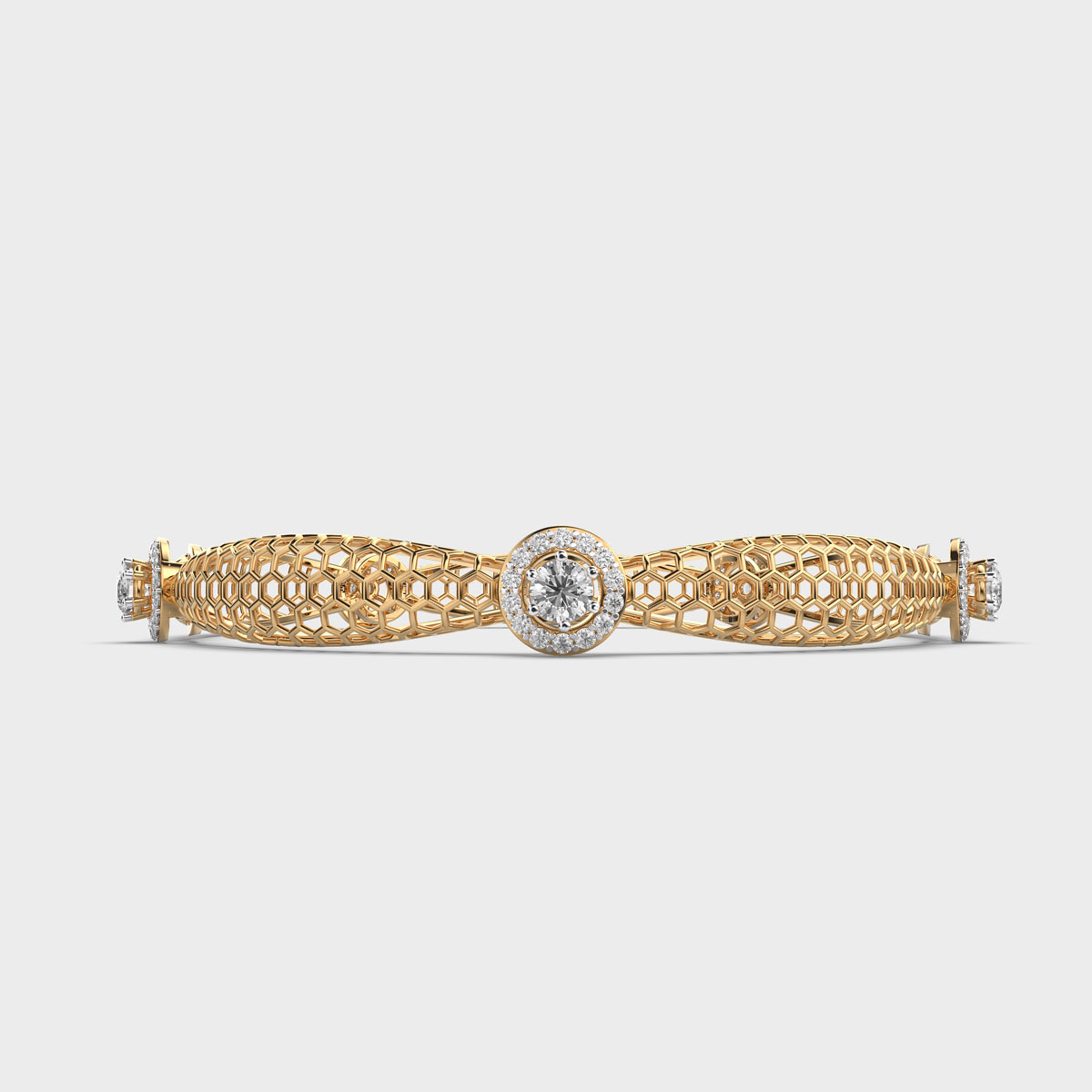 Ornate Mesh Filigree Diamond Bangle