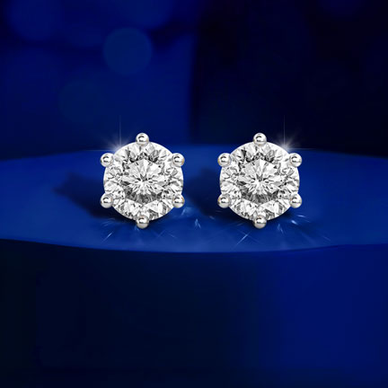 Sterling Round Diamond Studs
