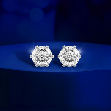 Hexagon Solitaire Padma Cut Diamond Studs
