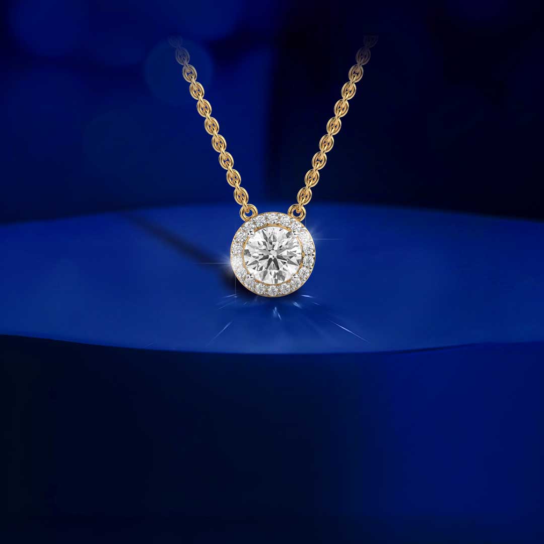 Bright Round Padma Cut Diamond Circle Pendant (With Chain)