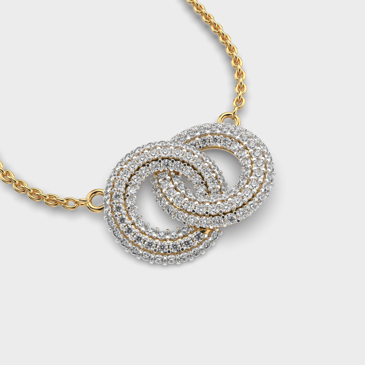 Intertwined Diamond Circles Pendant (With Chain)