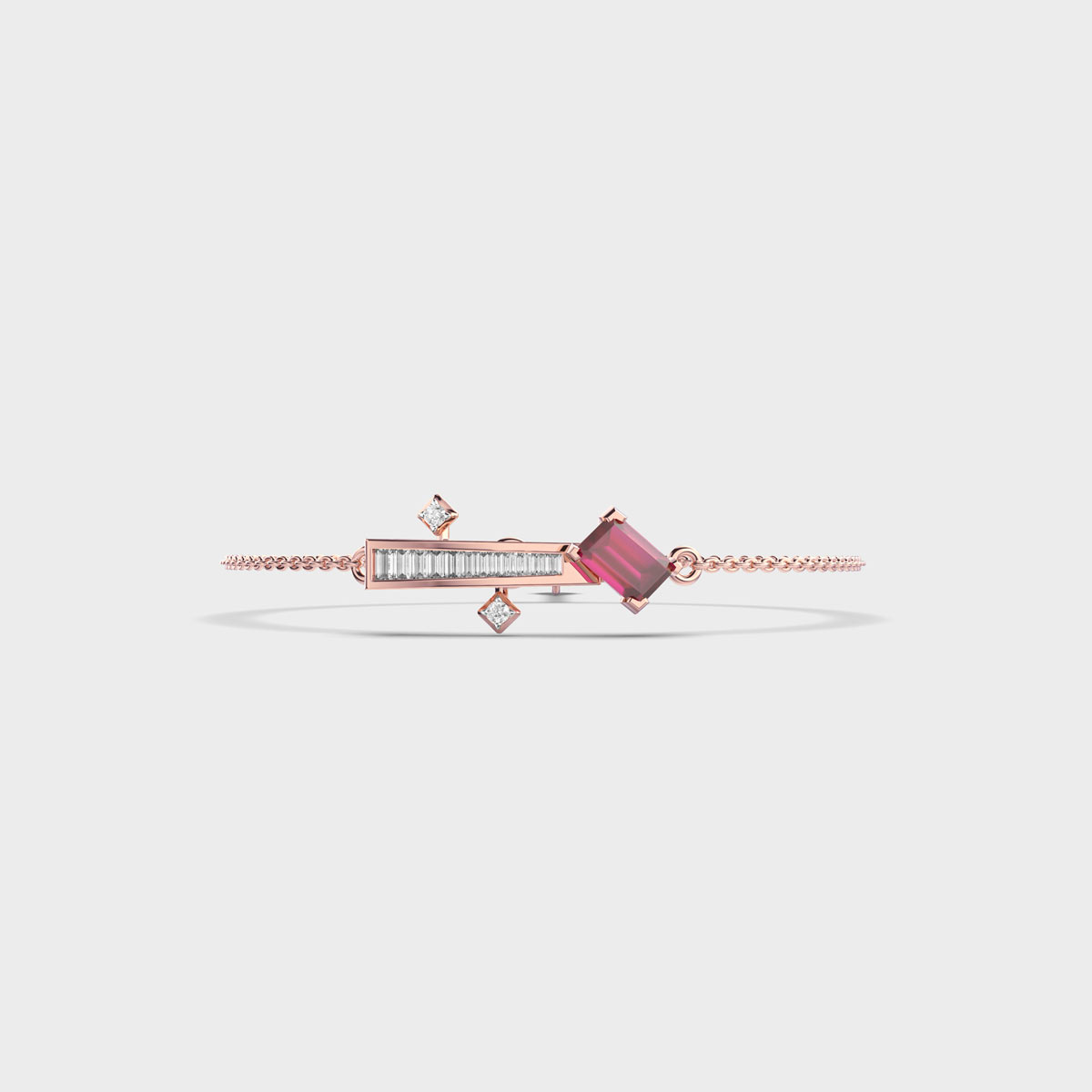 Pretty Pink Geometric Stone Diamond Bracelet
