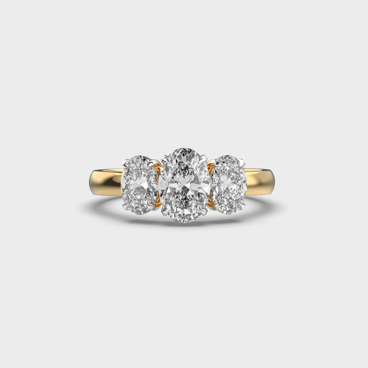 Princess Tres Oval Solitaire Diamond Ring