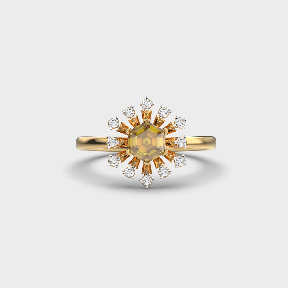 Radiant Sunburst Sunflower Diamond Ring