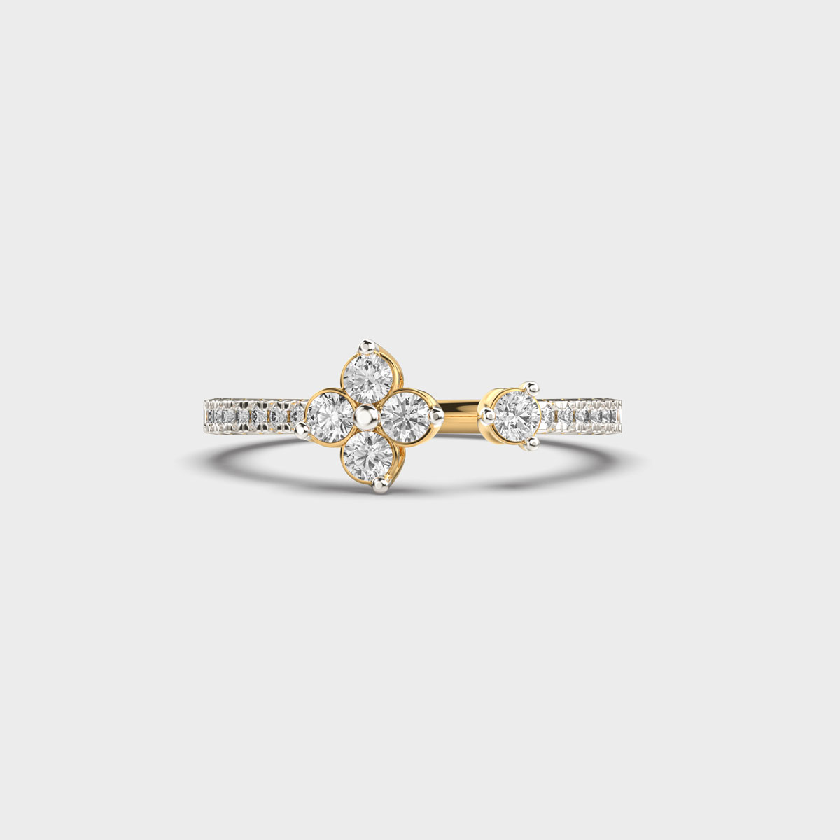 Minimal Tulip Flower Diamond Ring