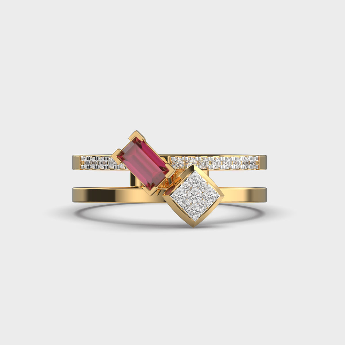 Empressa Red Stone Diamond Band Ring