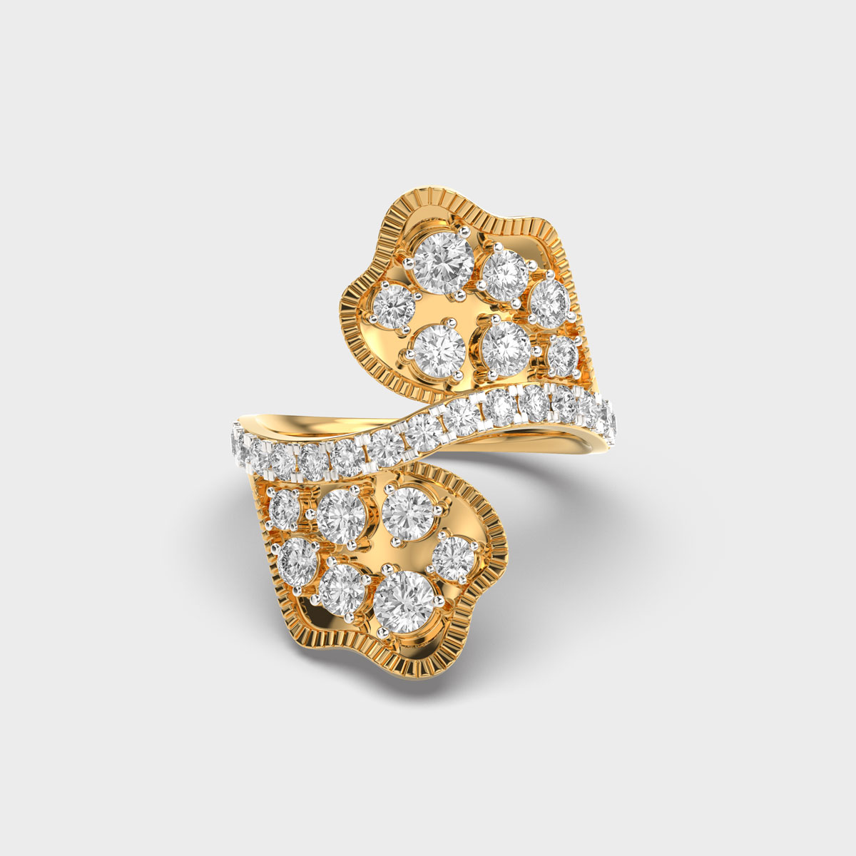 Two Fold Clustered Cocktail Diamond Ring