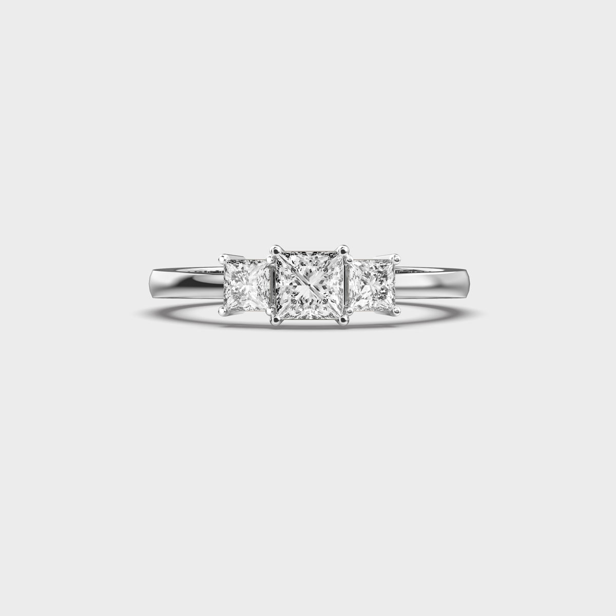 Three-Graceful Princess-Cut Diamond Ring