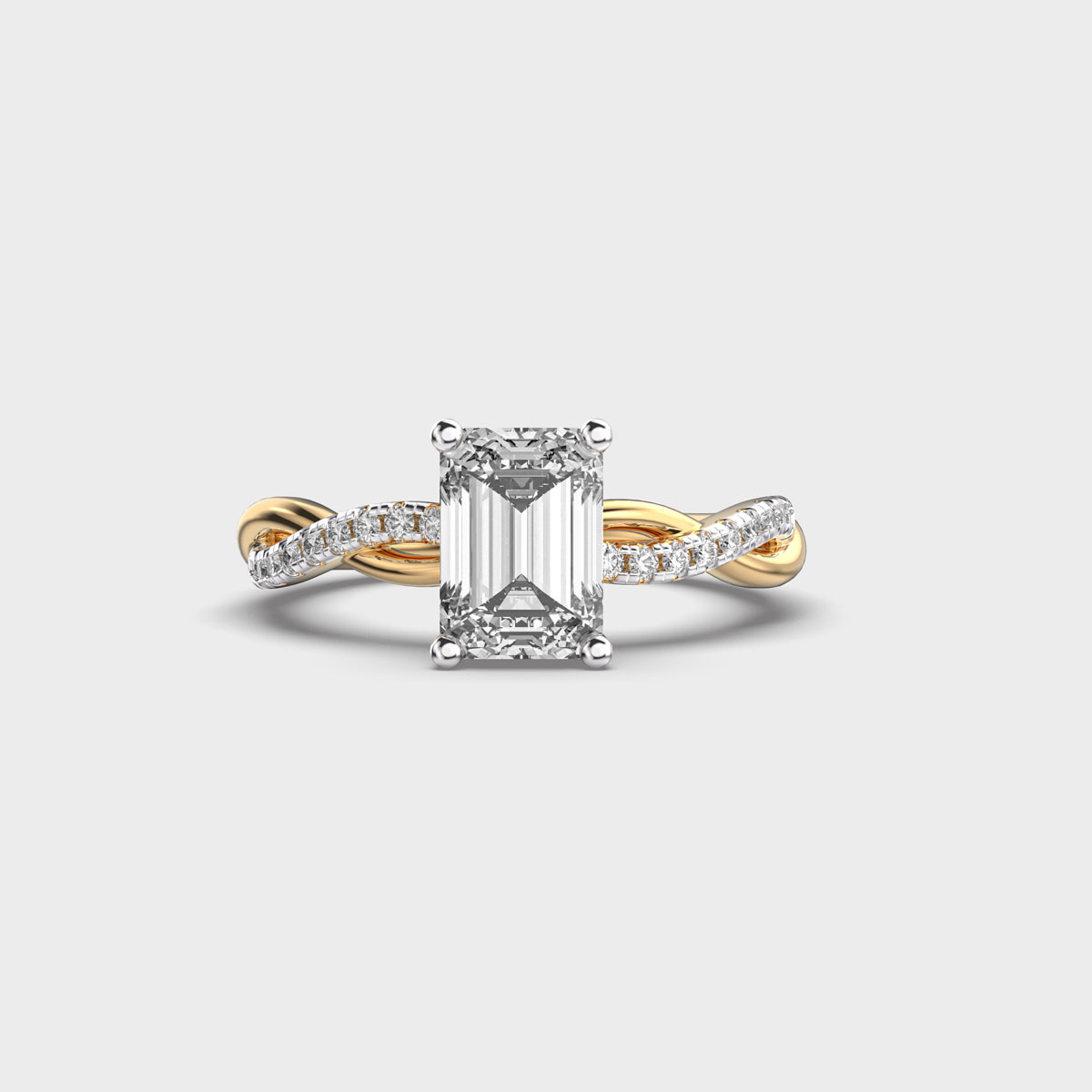 Twisted Vine Emerald Cut Diamond Ring