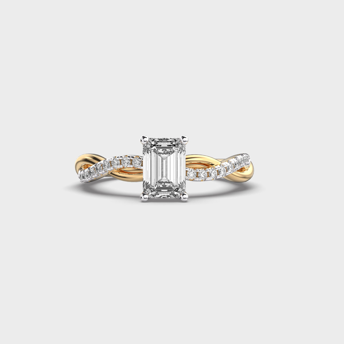 Twisted Vine Emerald Cut Diamond Ring