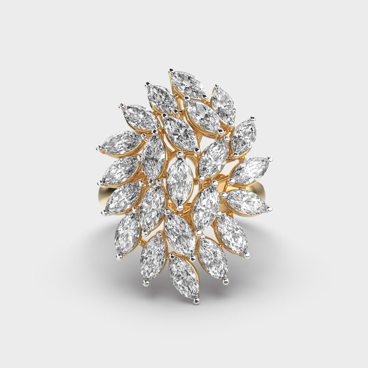 Clustered Marquise Cocktail Diamond Ring