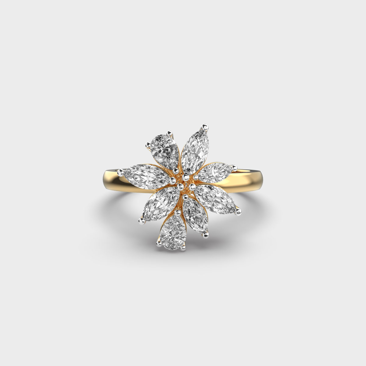 Cluster Marquise and Pear Diamond Ring